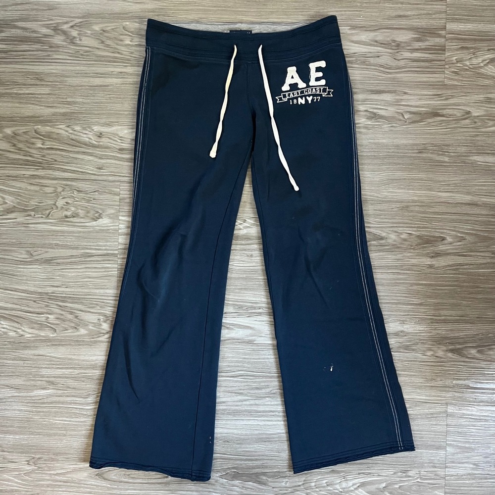 American Eagle East Coast NY Graphic Flare Sweatpants Navy Blue Women Small